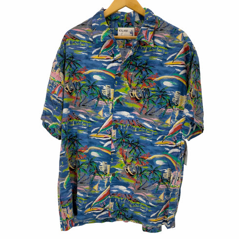 イオラニ IOLANI USA製 S/S 総柄レーヨンアロハシャツ メンズ JPN:L