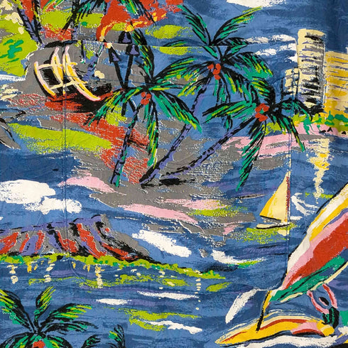 イオラニ IOLANI USA製 S/S 総柄レーヨンアロハシャツ メンズ JPN:L