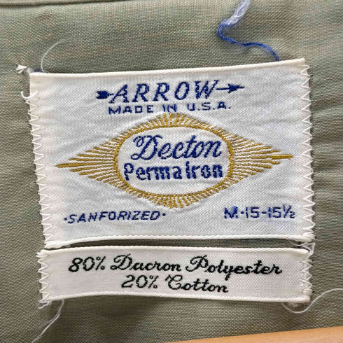 アロー ARROW 60S USA製 DECTON PERMALRON 開襟 半袖シャツ メンズ import:M