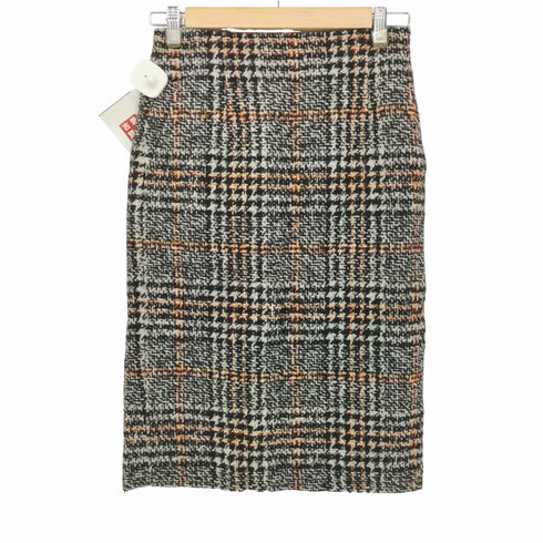 ニジュウサンク 23区 21AW チェック柄 シルク混 ツイード タイト スカート レディース JPN:34
