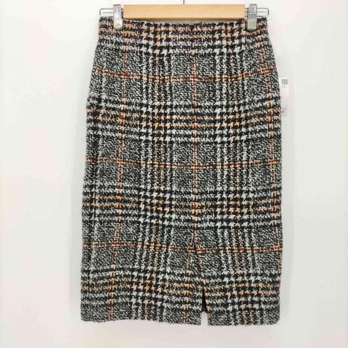 ニジュウサンク 23区 21AW チェック柄 シルク混 ツイード タイト スカート レディース JPN:34