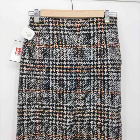 ニジュウサンク 23区 21AW チェック柄 シルク混 ツイード タイト スカート レディース JPN:34