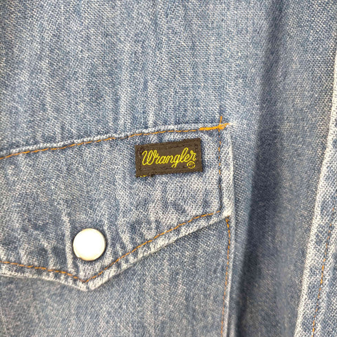 ラングラー Wrangler 70s MADE IN USA デニムウエスタンシャツ EXTRA LONG TAILS メンズ