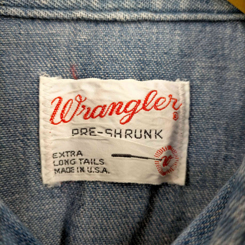 ラングラー Wrangler 70s MADE IN USA デニムウエスタンシャツ EXTRA LONG TAILS メンズ