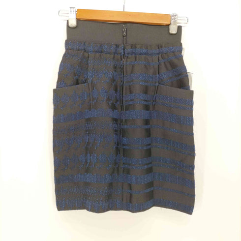 スリーワンフィリップリム 3.1 phillip lim 総柄ボーダー 裏地シルク ツイードデザイン タイトスカート レディース 2