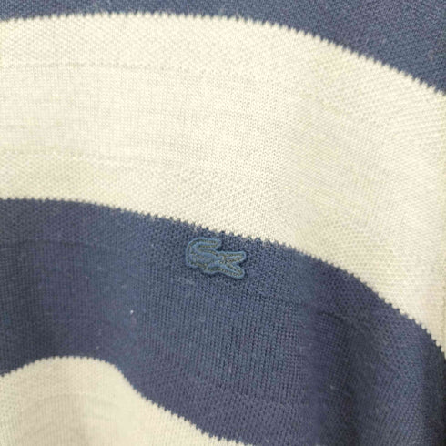 ラコステ LACOSTE ボーダー ワンポイントロゴ ワッペン ウール ニット メンズ JPN:4