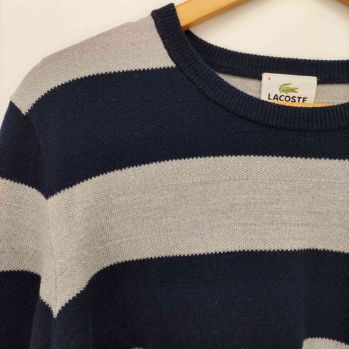 ラコステ LACOSTE ボーダー ワンポイントロゴ ワッペン ウール ニット メンズ JPN:4