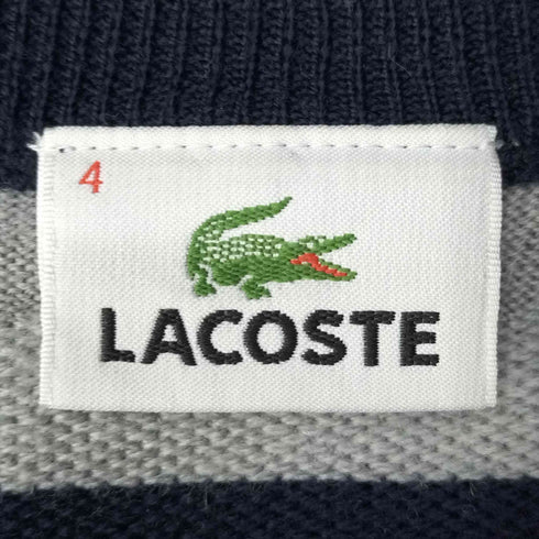 ラコステ LACOSTE ボーダー ワンポイントロゴ ワッペン ウール ニット メンズ JPN:4