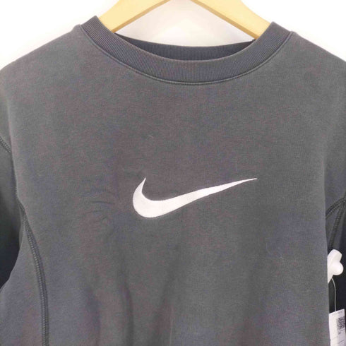 ナイキ NIKE 00s フロントビッグ刺繍 リバース クルーネックスウェット メンズ KIDS:L