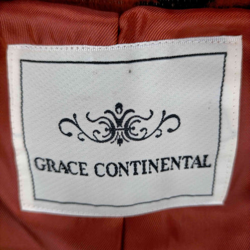 グレースコンチネンタル GRACE CONTINENTAL ジャガードフリルコート アウター ロング ノーカラー 総柄 ティアード レディース JPN:36