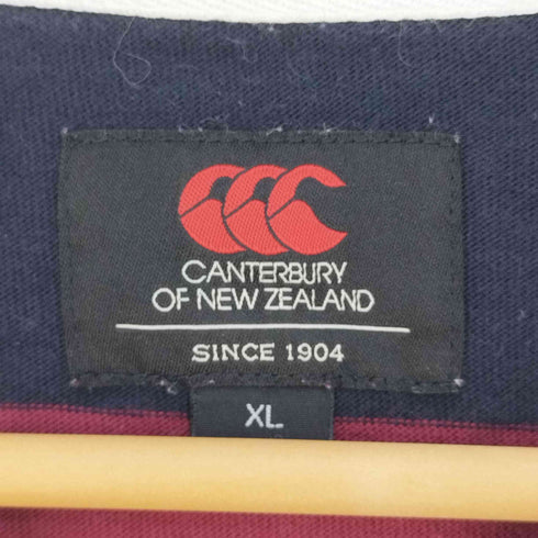 カンタベリーオブニュージーランド CANTERBURY OF NEW ZEALAND ロゴ刺繍 ボーダー ラガーシャツ メンズ import:XL