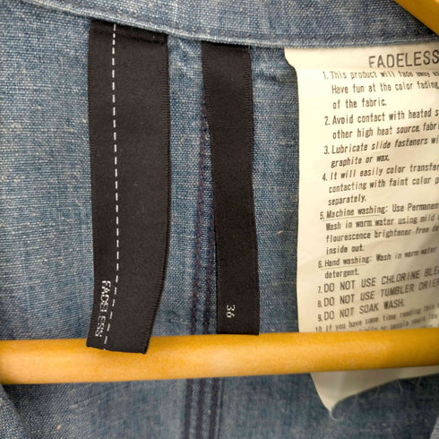 フェイドレス FADELESS デニムコート ジャケット 薄手 オープンカラー メンズ 36