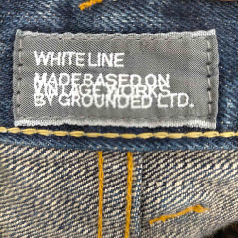 ホワイトライン WHITE LINE ダメージ リぺア 加工 デニムパンツ ジーンズ ストレート ボタンフライ セルビッチ レディース 46