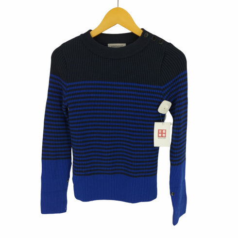 ラッピンノット WRAPINKNOT 22AW ショルダーボタン ボーダー ウール ニット レディース JPN:0