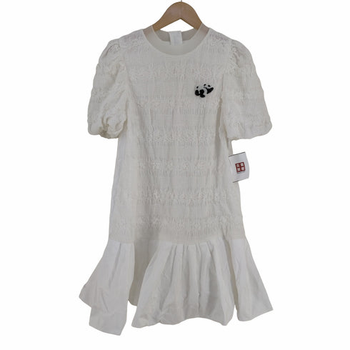 ディジット dzzit Gather Design Panda One-Point Dress ワンピース ミニ フレア 半袖 クルーネック 刺繍 スパンコール レディース JPN:S