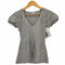 モンクレール MONCLER パフスリーブ シルバーロゴ VネックTシャツ レディース import:XS