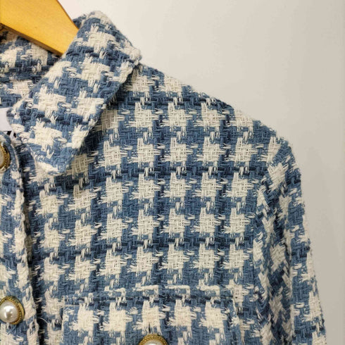 ザラ ZARA パールボタン 襟付きツイードジャケット レディース import:XS