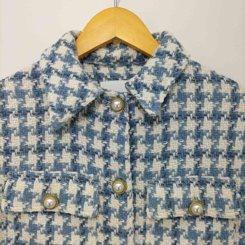 ザラ ZARA パールボタン 襟付きツイードジャケット レディース import:XS