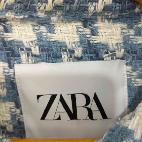 ザラ ZARA パールボタン 襟付きツイードジャケット レディース import:XS