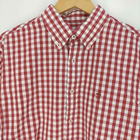 レッドフリースブルックスブラザース Red Fleece Brooks Brothers ロゴ刺繍 ギンガムチェック ボタンダウンシャツ メンズ import:M