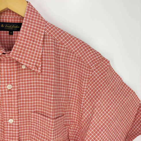 ブルックスブラザーズ BROOKS BROTHERS チェックボタンダウンリネンシャツ メンズ import:M