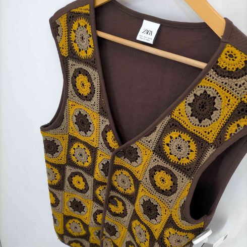 ザラ ZARA クロシェハット ベスト メンズ import:S