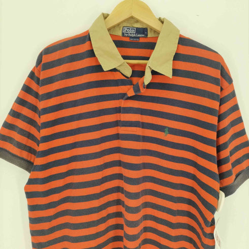 ポロバイラルフローレン Polo by RALPH LAUREN ポニー刺繍 ボーダー S/S ポロシャツ メンズ import:XL