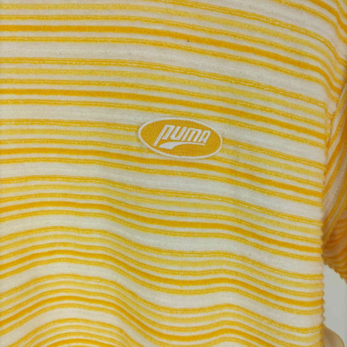プーマ PUMA ロゴ刺繍 パイル ボーダー S/S Tシャツ ヒットユニオン メンズ import:L