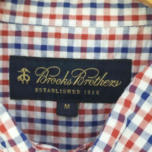 ブルックスブラザーズ BROOKS BROTHERS ロゴ刺繍 シアサッカー ボタンダウンチェックポロシャツ メンズ import:M