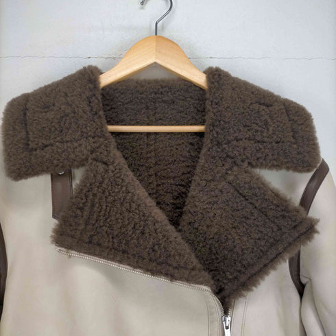 ムルーア MURUA 21AW ルーズフェイクムートン ジャケット アウター ジップアップ 1 茶 ブラウン ベージュ レディース JPN:1