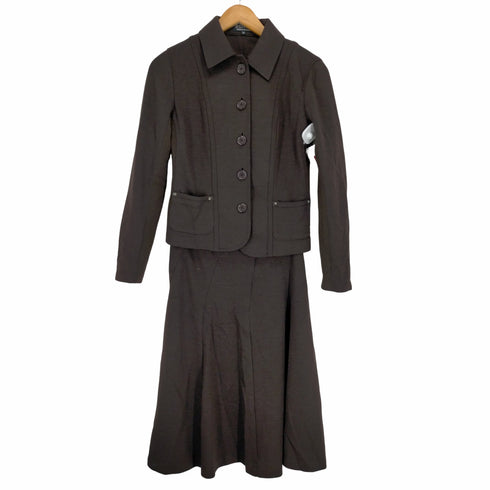 SONIA SONIA RYKIEL セットアップ 上下 ジャケット ステンカラー フレアスカート ひざ丈 ウール ストレッチ 38 茶 ブラウン レディース 38
