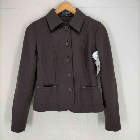 SONIA SONIA RYKIEL セットアップ 上下 ジャケット ステンカラー フレアスカート ひざ丈 ウール ストレッチ 38 茶 ブラウン レディース 38