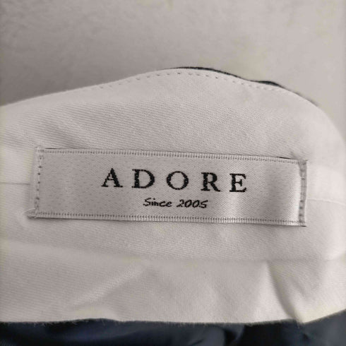 アドーア ADORE ボタンデザインスカート ひざ丈 台形 ステッチ 38 紺 ネイビー レディース 38