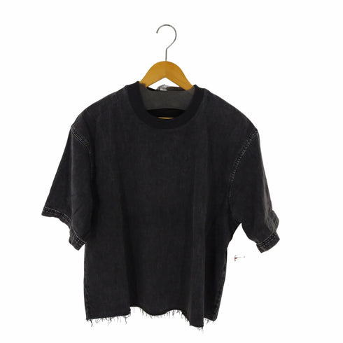 ザラ ZARA CROPPED DENIM TEE 切りっぱなし デニム半袖シャツ メンズ import:M