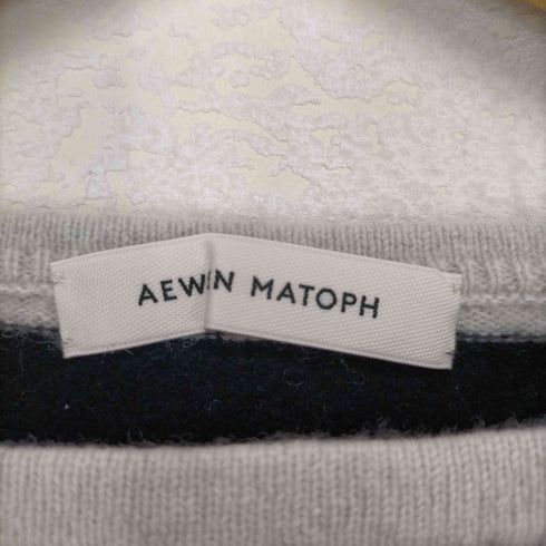 イウエンマトフ AEWEN MATOPH イウエンマトフ AEWEN MATOPH スリットショルダー ニット セーター 長袖 ボーダー ウール 黒 ブラック グレー レディース