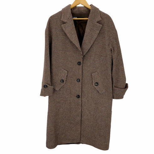 ザラ ZARA 千鳥格子 ウール混チェスターコート レディース import:S