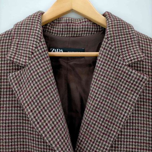 ザラ ZARA 千鳥格子 ウール混チェスターコート レディース import:S
