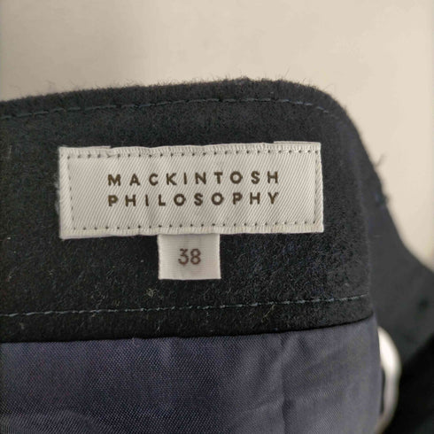 マッキントッシュフィロソフィー MACKINTOSH PHILOSOPHY ボタン付ウールスカート ひざ丈 フレア 38 紺 ネイビー レディース JPN:38