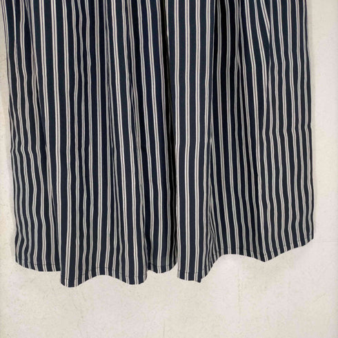 ステファネル STEFANEL シルクスカート ロング フレア ストライプ S 紺 ネイビー レディース JPN:S