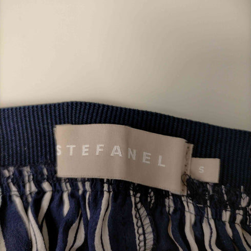 ステファネル STEFANEL シルクスカート ロング フレア ストライプ S 紺 ネイビー レディース JPN:S