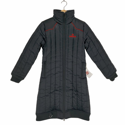 アディダスオリジナルス adidas Originals 中綿コート アウター ロング ジップアップ S 黒 赤 ブラック レッド レディース JPN:S