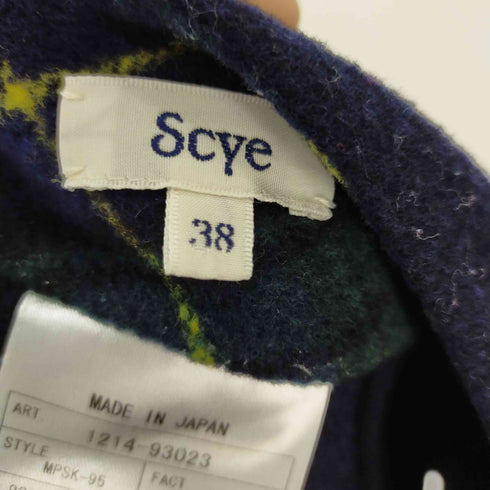 サイ SCYE ウールチェック柄スカート 膝丈 タイト バックジップ レディース 38