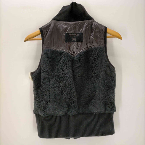 バーバリーブルーレーベル BURBERRY BLUE LABEL 中綿ベスト リバーシブル ボア ジップアップ ロゴ刺繍 レディース