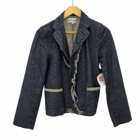 ローブドシャンブルコムデギャルソン robe de chambre COMME des GARCONS シングル フリルデザイン 総柄デニムテーラードジャケット レディース JPN:M