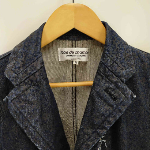 ローブドシャンブルコムデギャルソン robe de chambre COMME des GARCONS シングル フリルデザイン 総柄デニムテーラードジャケット レディース JPN:M