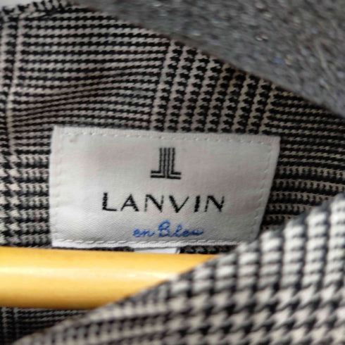 ランバンオンブルー LANVIN en Bleu ツイスト ワンピース ひざ丈 グレンチェック リボン 長袖 レディース 38
