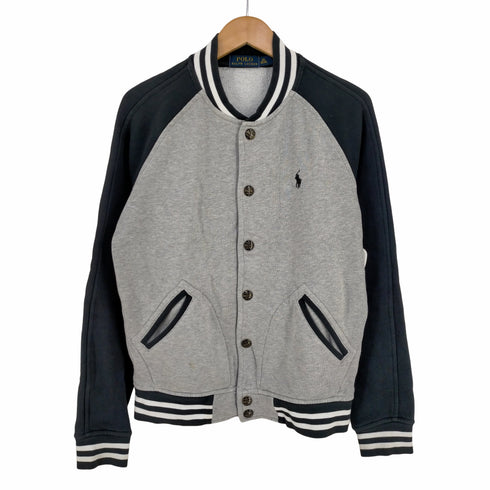 ポロラルフローレン POLO RALPH LAUREN スウェットスタジャン ブルゾン ジャケット 2トーン ロゴ刺繍 裏起毛 スナップボタン メンズ JPN:XS