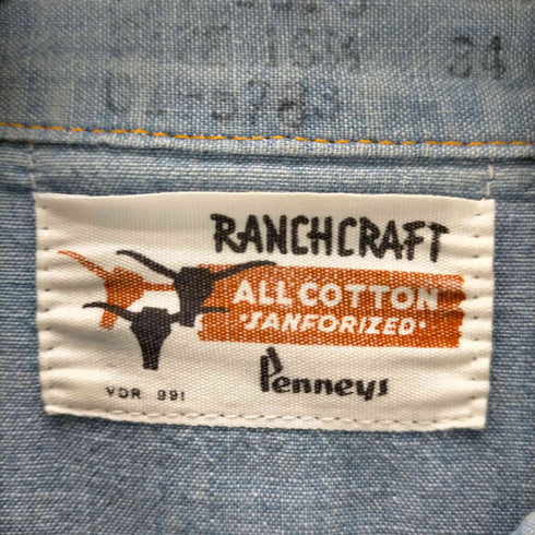 ペニーズ PENNEYS RANCHCRAFT ALL COTTON シャンブレー ウエスタンシャツ メンズ