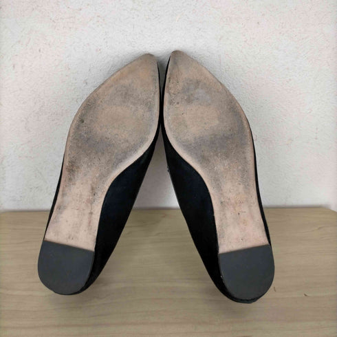 ケイトスペード Kate spade Adore Flats パンプス フラットシューズ ポインテッドトゥ タッセル フェイクスエード 5.5 22cm 黒 ブラック レディース JPN:22