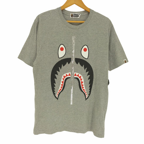 アベイシングエイプ A BATHING APE SHARK SILVER ZIP PONR PRINT TEE メンズ JPN:L